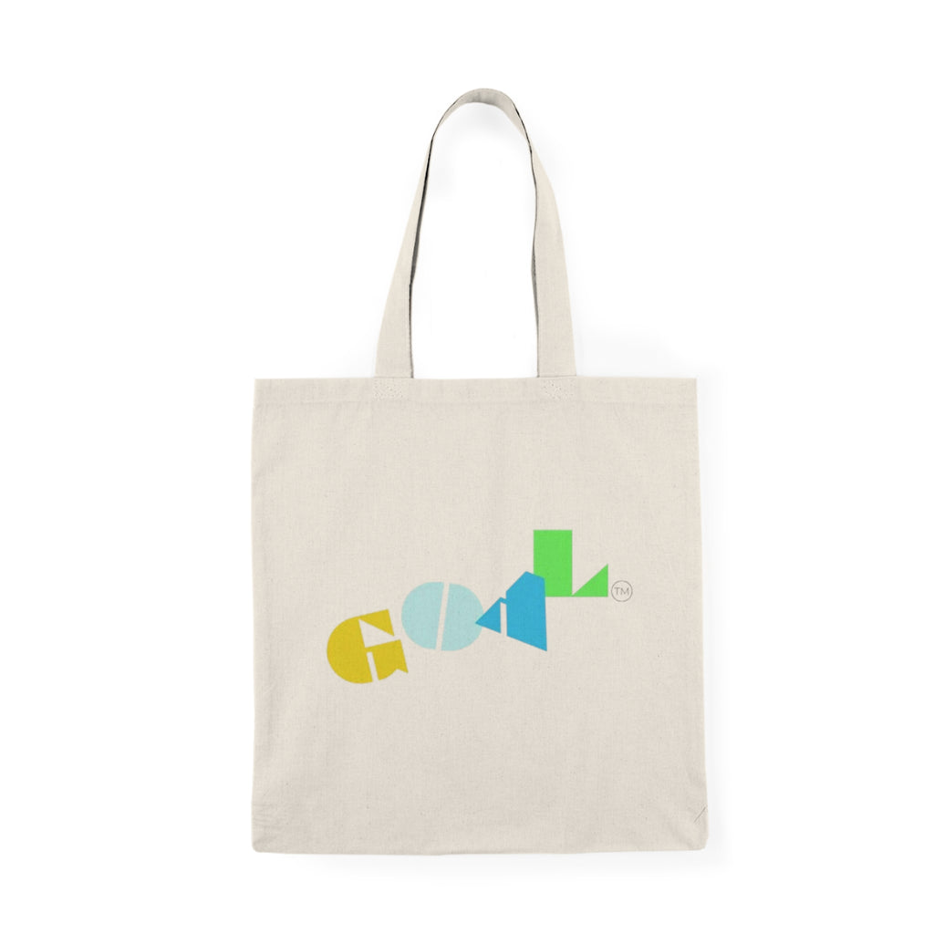 Natural Tote Bag — Colorful Geometric 'Cool' Logo Canvas Tote