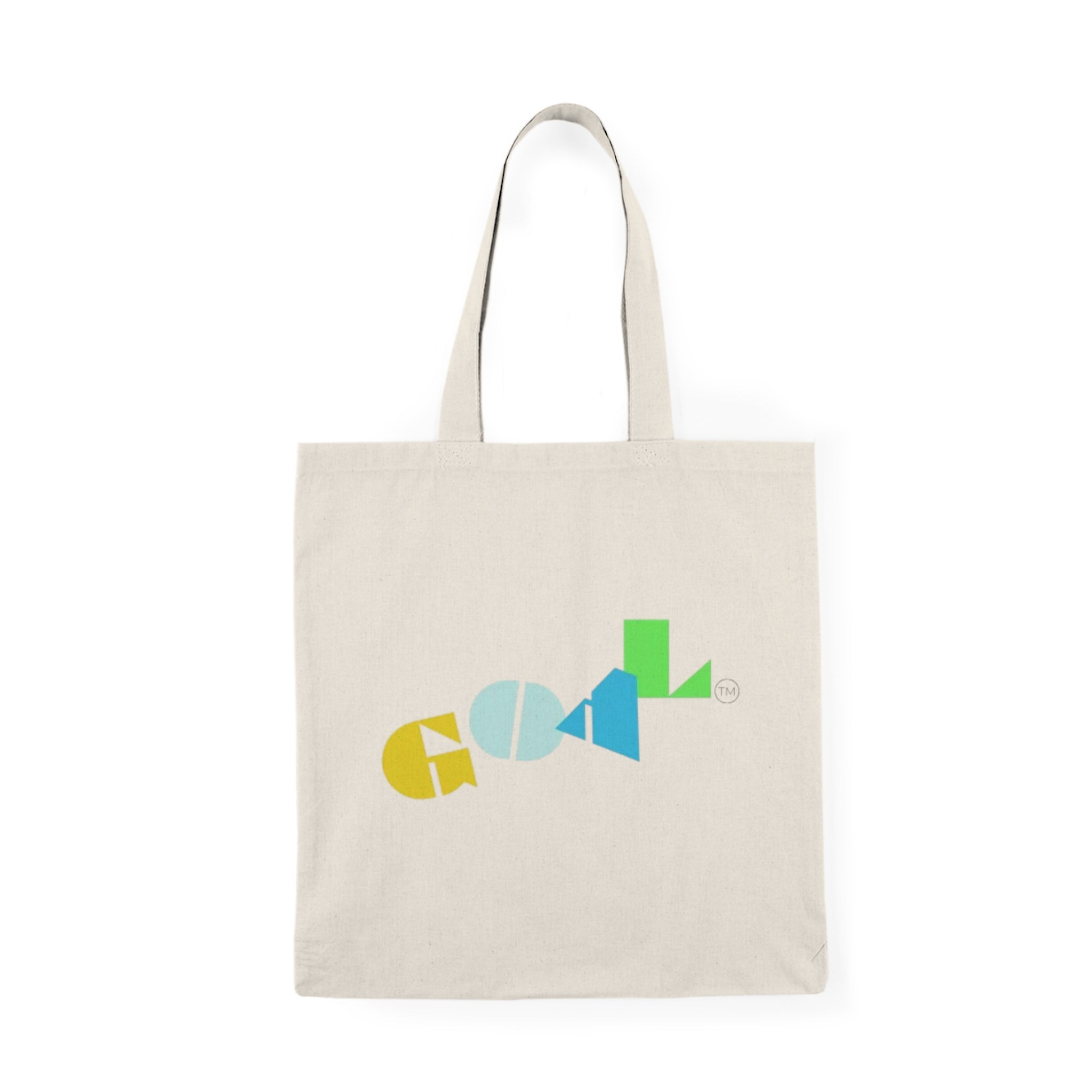 Natural Tote Bag — Colorful Geometric 'Cool' Logo Canvas Tote
