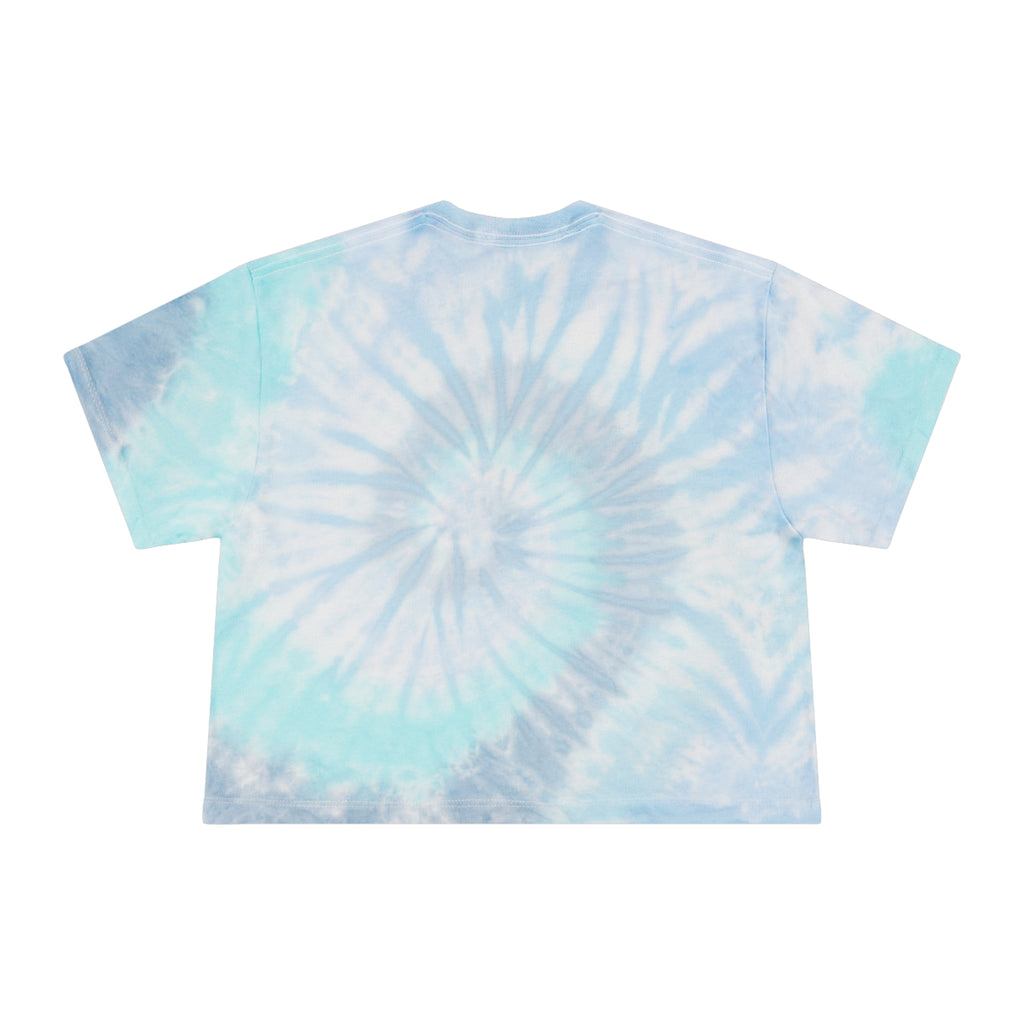 Tie-Dye Crop Tee — Pastel Spiral Cropped T-Shirt with Colorful Geometric 'GIRL' Print