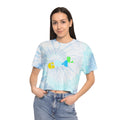 Tie-Dye Crop Tee — Pastel Spiral Cropped T-Shirt with Colorful Geometric 'GIRL' Print