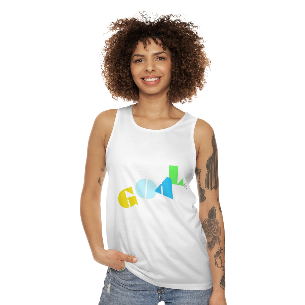 Color Block GOAL Graphic Tank Top — Retro Sporty Summer Tee