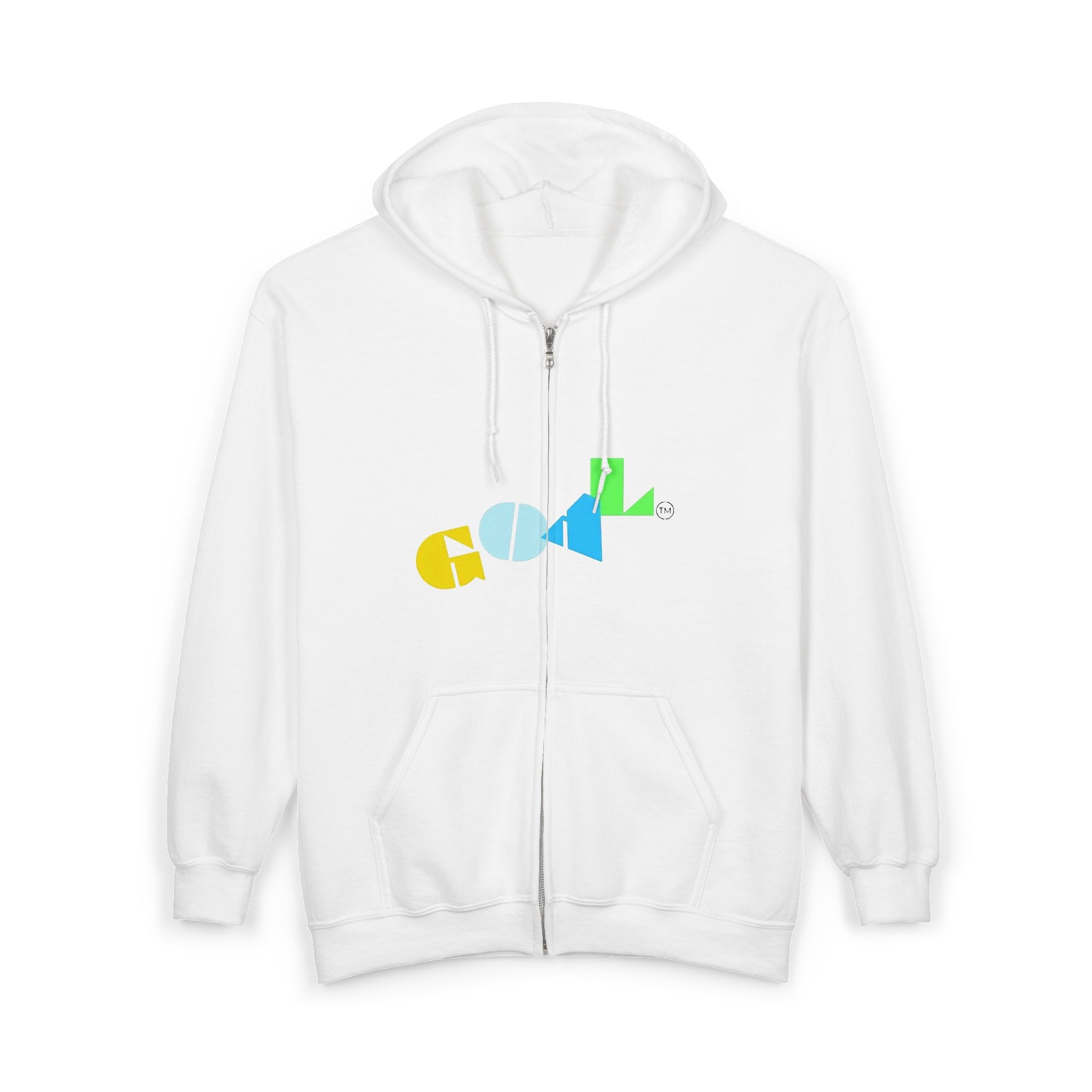 Cool Color Block Zip Hoodie — "Cool" Geometric Graphic Full-Zip Sweatshirt