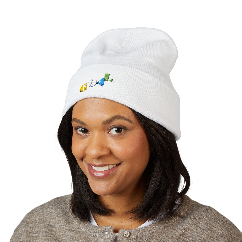 Embroidered 'Soul' Colorblock Cuffed Beanie — Cozy Winter Knit Hat