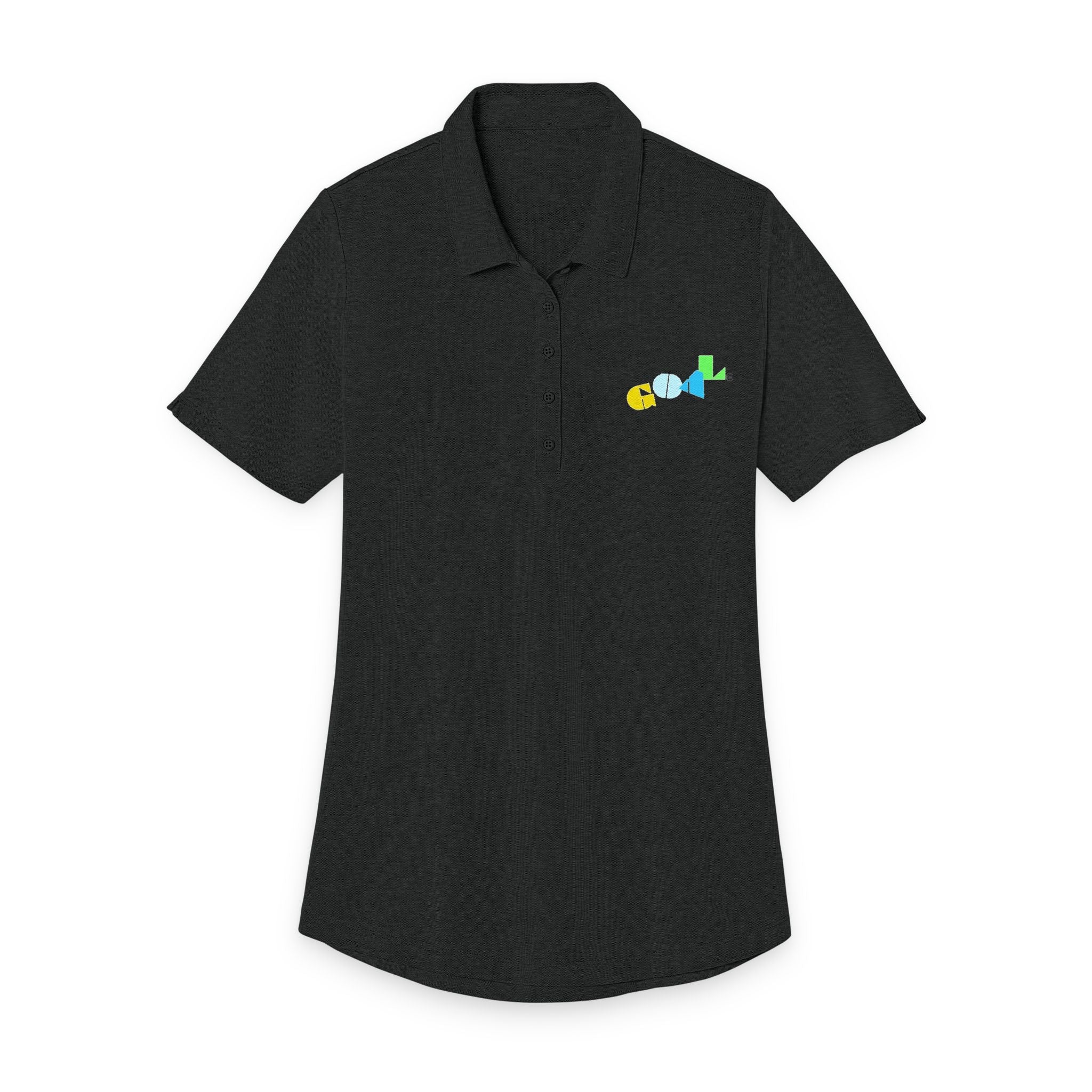 Ladies Polo Shirt with Colorful Mini Fish Embroidery — Women's Golf Casual