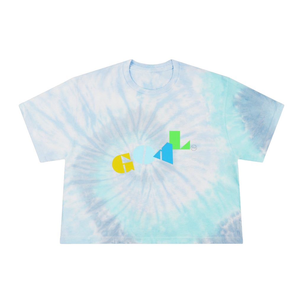 Tie-Dye Crop Tee — Pastel Spiral Cropped T-Shirt with Colorful Geometric 'GIRL' Print
